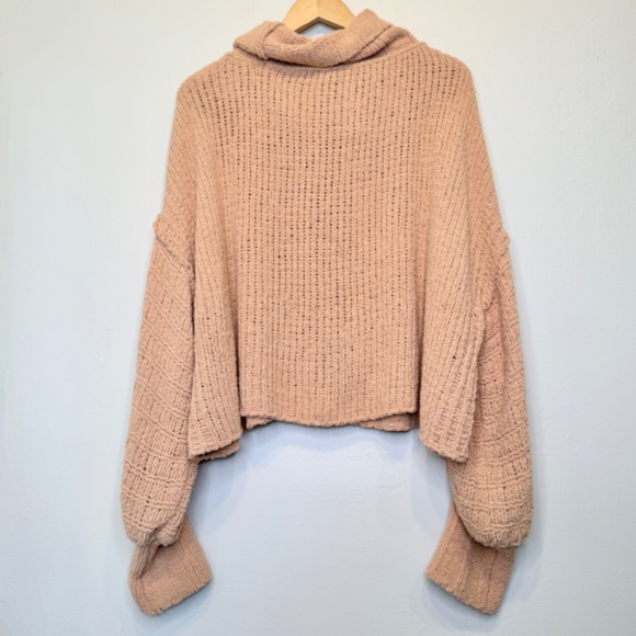 FP | Be Yours Chunky Open Knit Cowl Neck Long Dolman Sleeve Slouchy Sweater - Picture 6 of 14